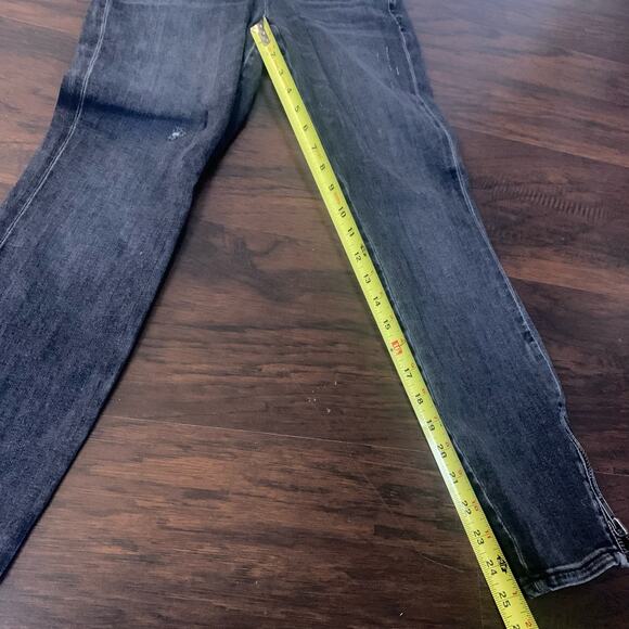 Ao.La by Alice + Olivia gray lightly distressed zipper skinny jeans size 26 - Picture 9 of 14